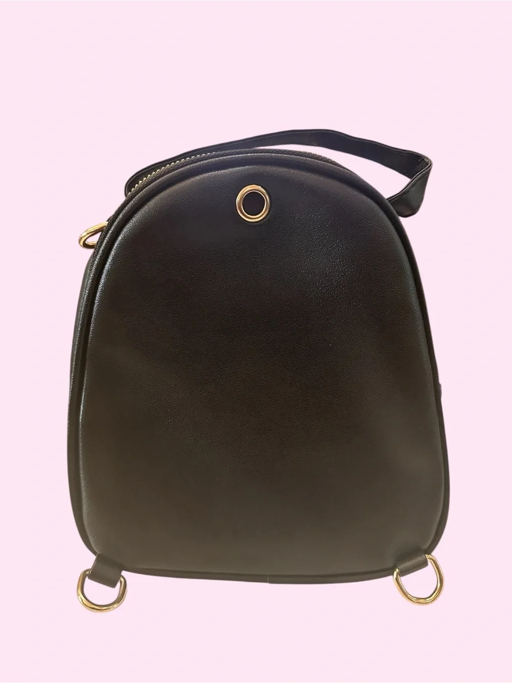 Black Anime Girl & Dog Convertible Mini Backpack Crossbody Bag